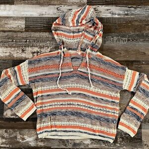 Striped Hoodie in Orange, Blue, and Cream